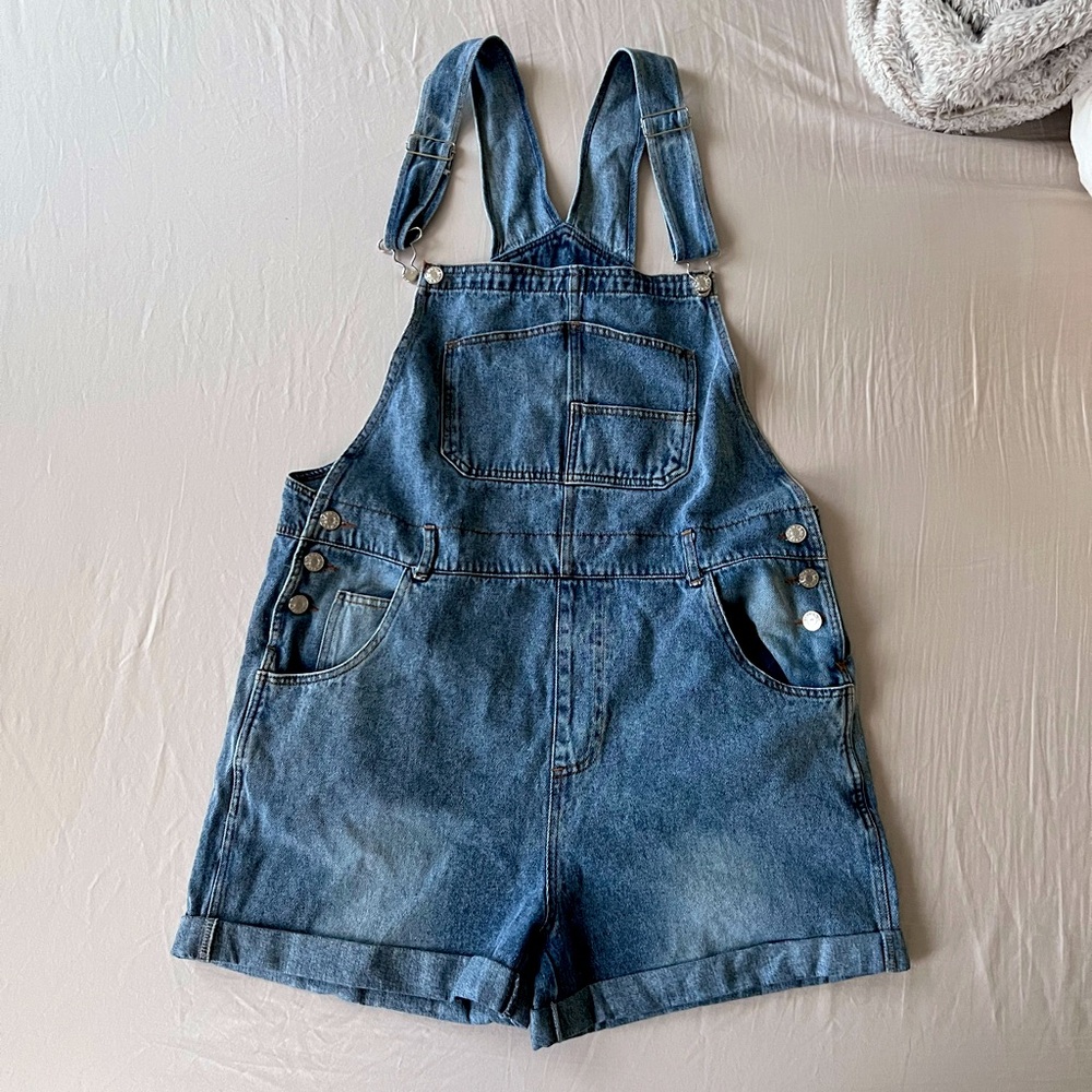 Denim Slouchy Overalls Jean Shorts